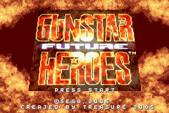 Gunstar Future Heroes title screen for GameBoy Advance